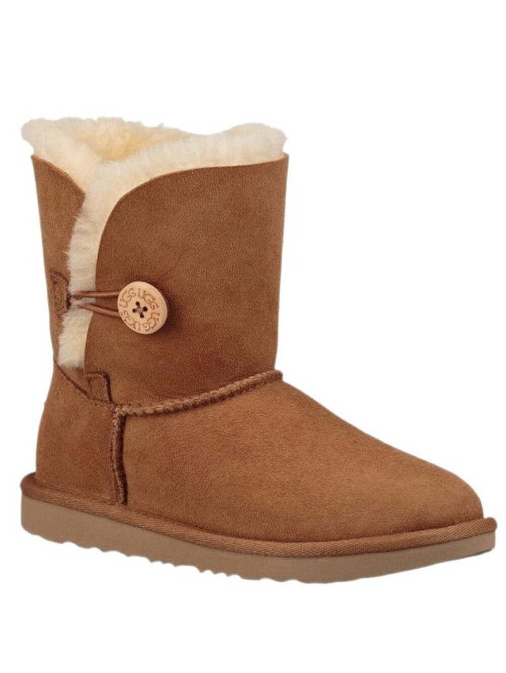 👢 Suede Sheepskin Chestnut UGG Boots Bailey Button Uggs